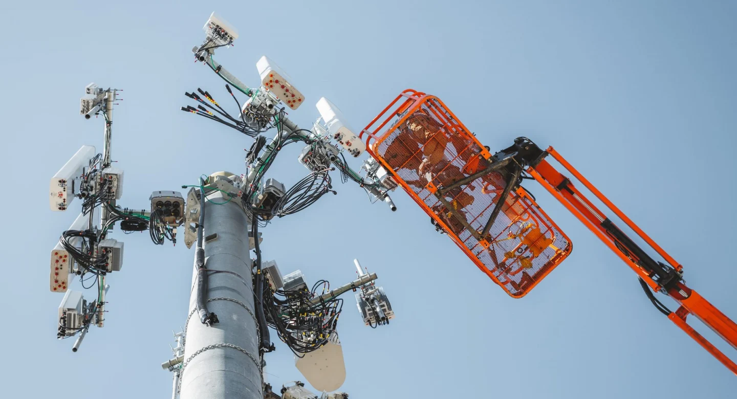 Telecom Infrastructure Construction Crew at Work
