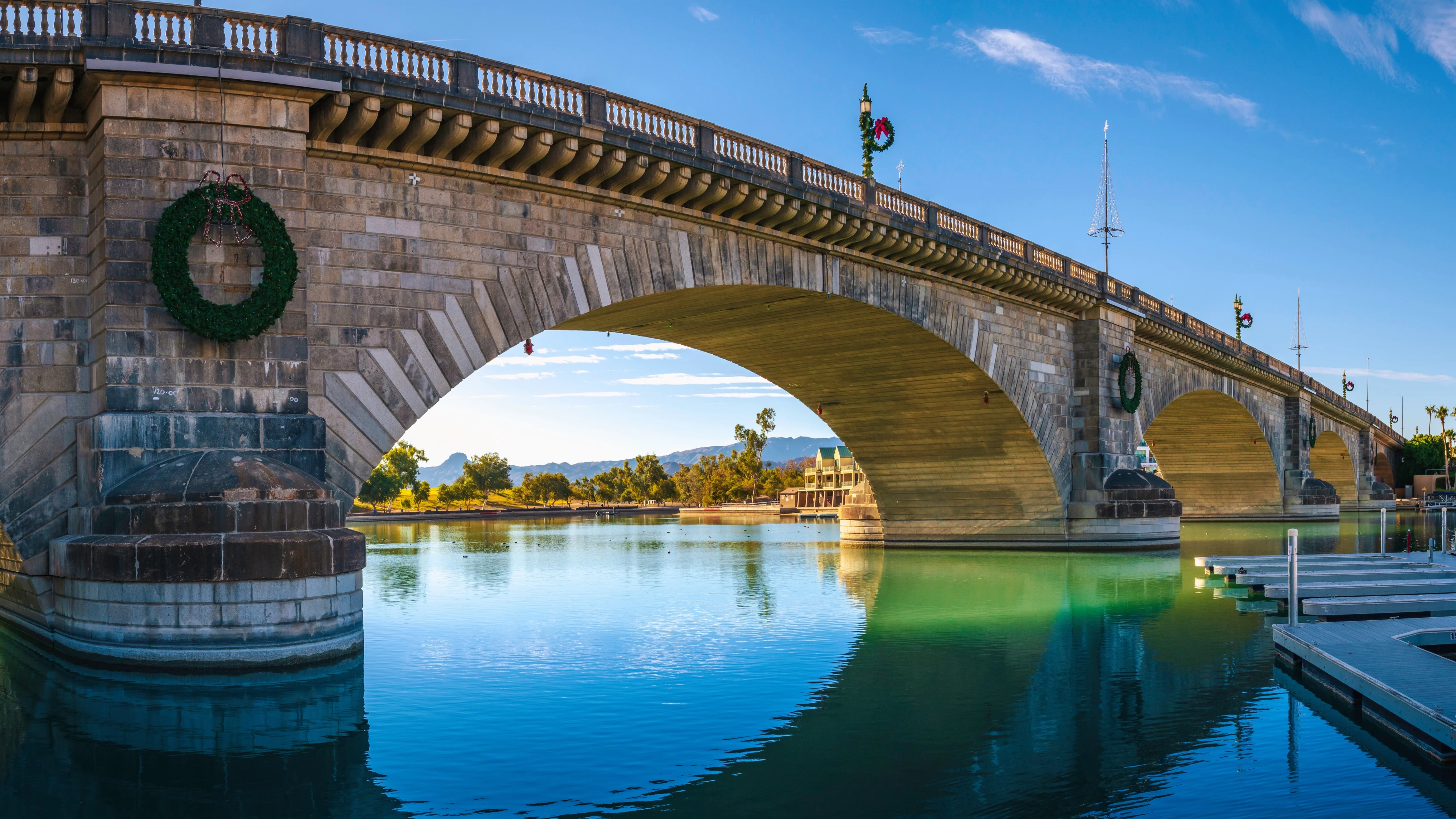 London Bridge Over Lake Havasu and Turquoise-Colored Water in Havasu City, Arizona