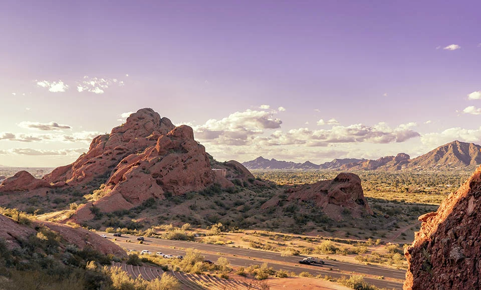 View of Phoenix, Arizona From Papago Park North Towards Camelback Mountain