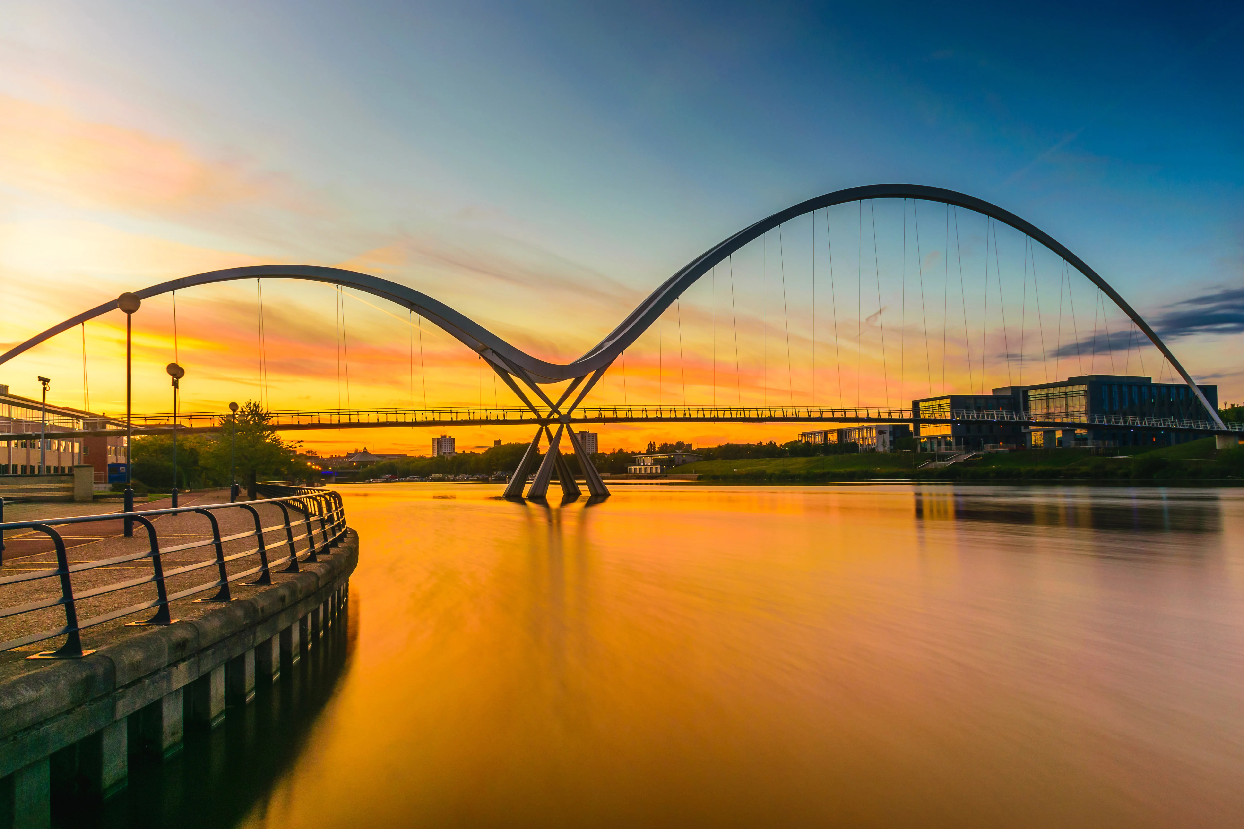 Infinity Bridge at Sunset in Stockton-On-Tees, UK