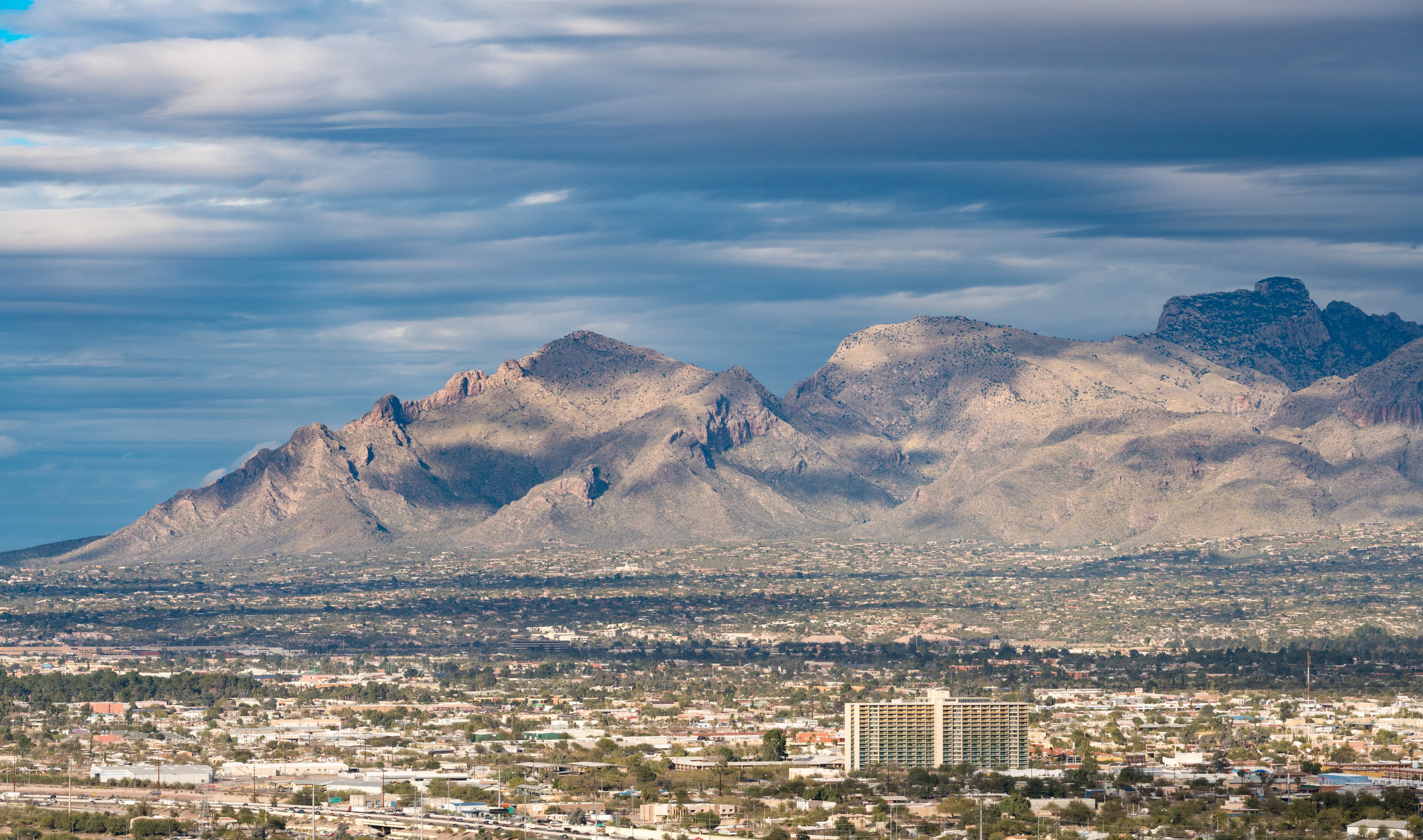 Downtown Tucson in Arizona with Santa Catalina Mountains